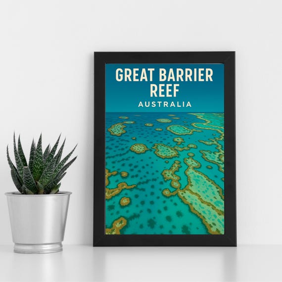 Great Barrier Reef 2 Print Artwork L Australia Oceania Custom Poster Postcard Framed Greeting Card Portrait