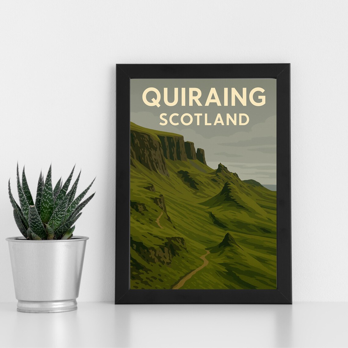 Quiraing Scotland Retro Highland Mountain Landscape Travel Poster