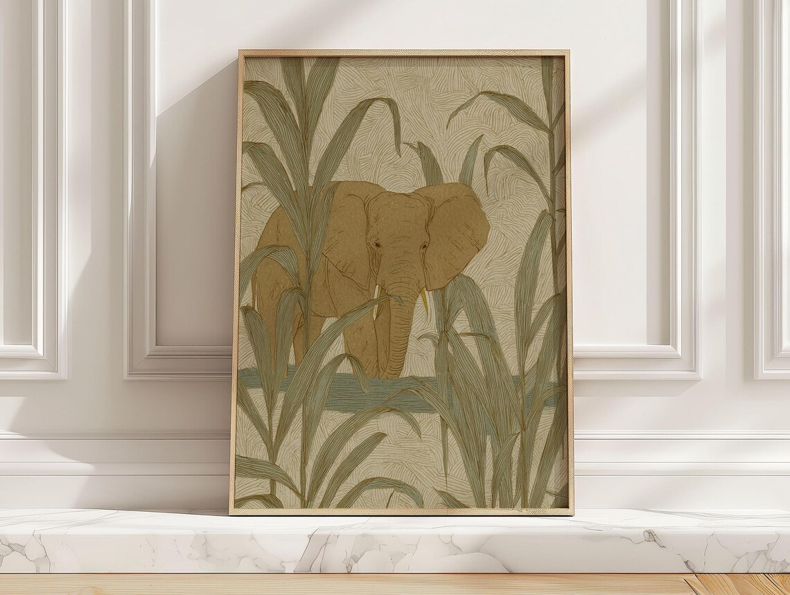 Safari Elephant Kids Poster, Jungle Animal Art Print