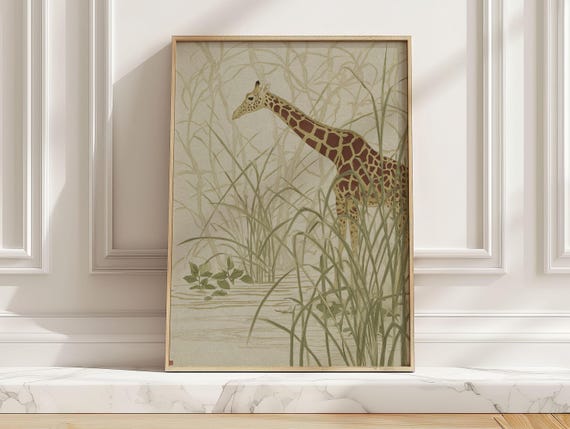 Minimalist Safari Giraffe Poster, Nursery Art Print