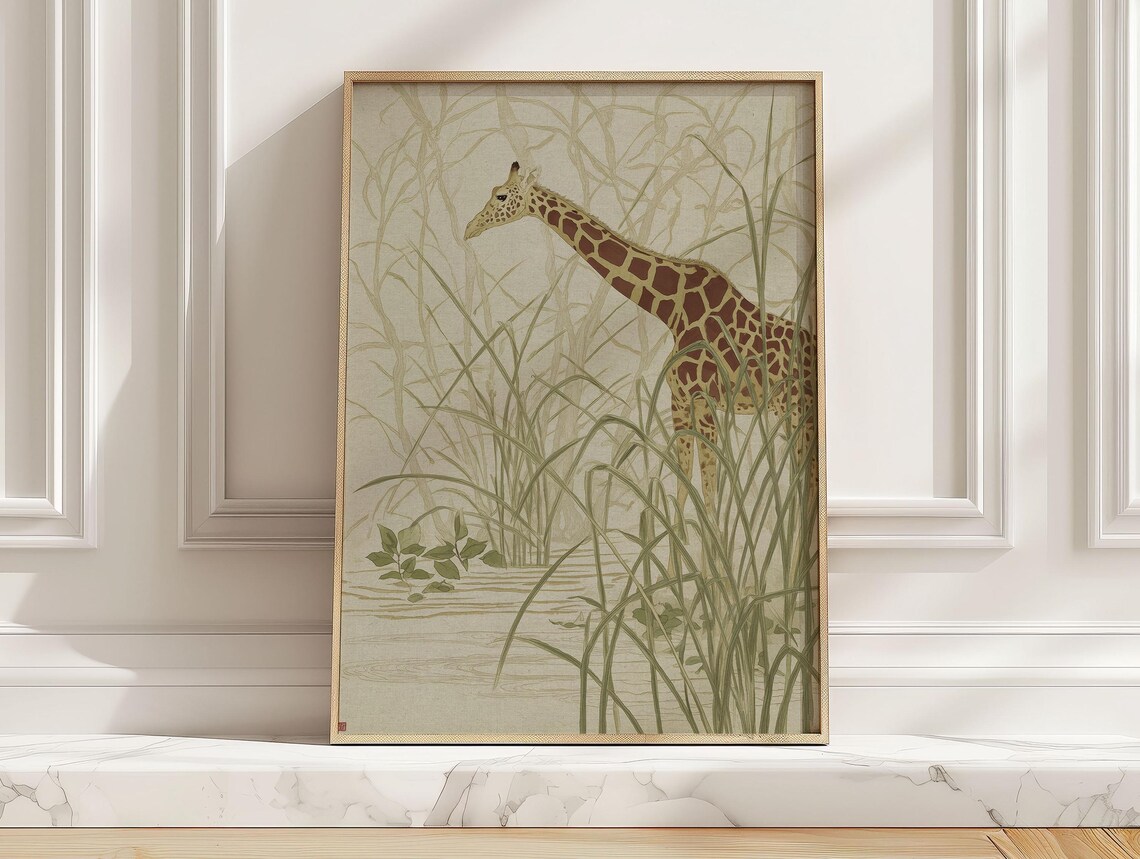 Minimalist Safari Giraffe Poster, Nursery Art Print