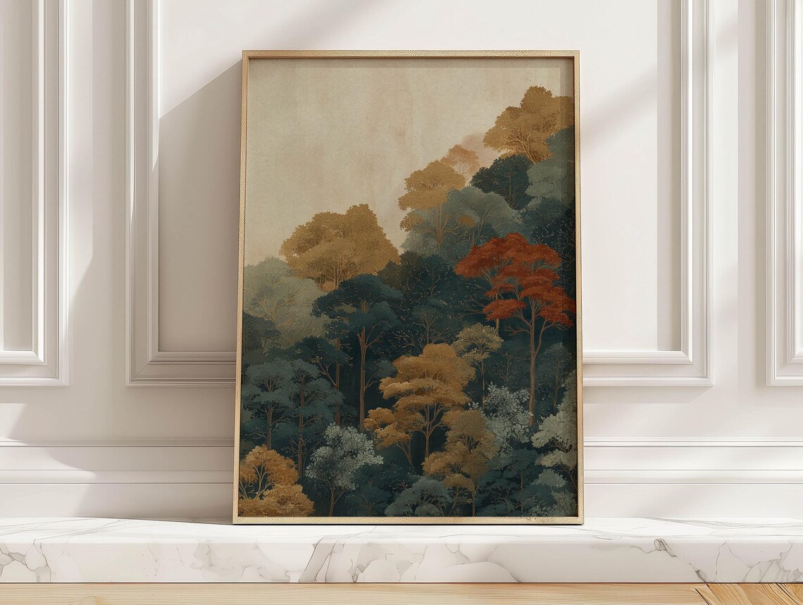 Japanese Autumn Forest, Boho Dining Room Decor