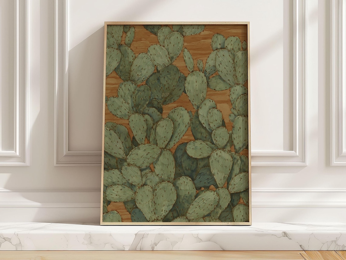 Prickly Pear Cactus Minimalist Southwestern Art Print