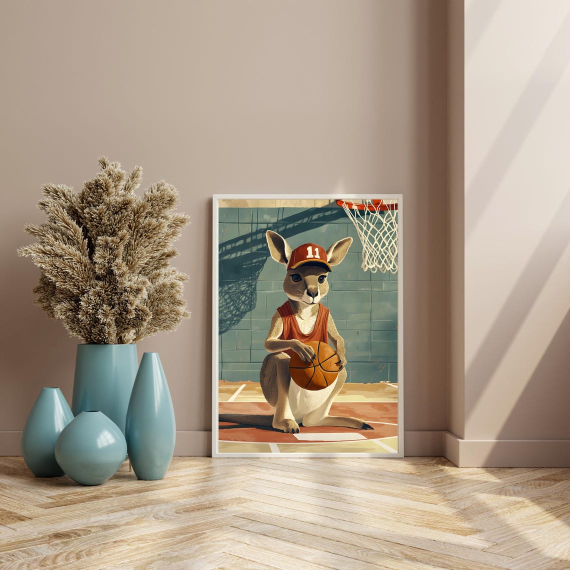 Basketball Kangaroo Poster Kangaroo Basketball Art Sports Animal Wall Art Cute Kangaroo Wall Art Fun Sports Poster Animal Athlete - Image 5