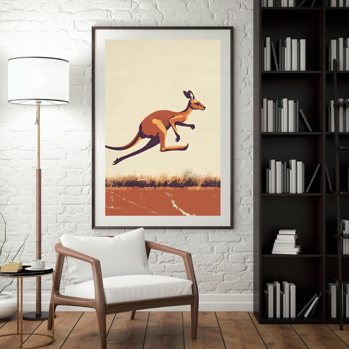 Leaping Kangaroo Red Desert Vintage Australia Wildlife Poster - Image 4