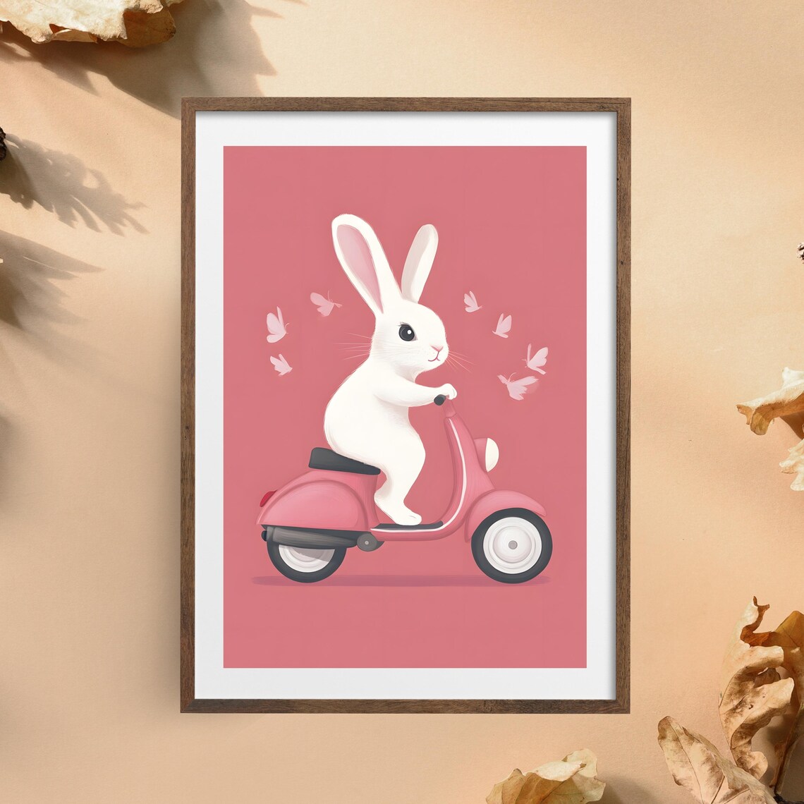 Bunny Riding Pink Scooter Cute Rabbit Animal Nursery Art Poster - Image 7