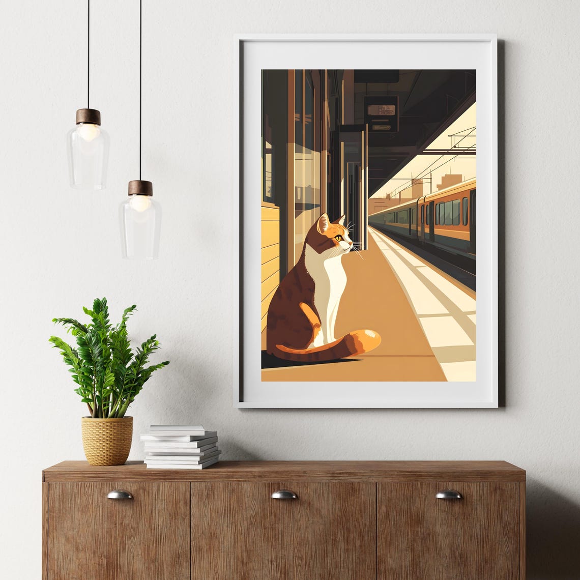 Brown and White Cat Waiting on Train Station Platform Poster - Image 6
