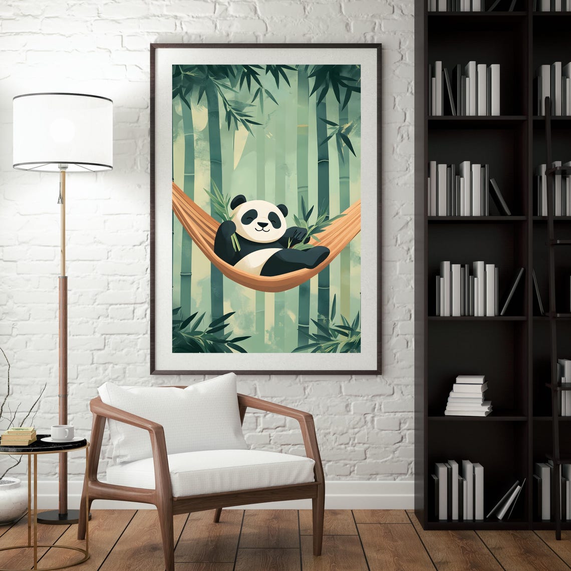 Smiling Panda Relaxing in an Orange Hammock in Bamboo Forest Poster - Image 5