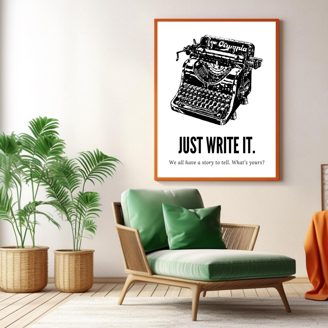 Just Write It Olympia Typewriter Motivational Quote Wall Art - Image 2