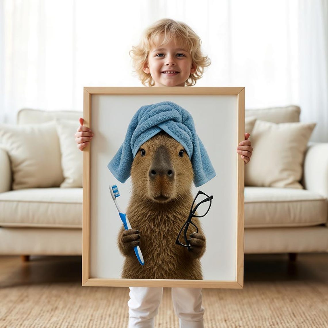 Capybara Print Cute Bathroom Funny Gift Wall Decor Toddler