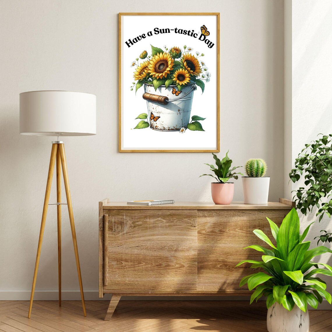 Have a Sun-tastic Day Sunflowers in a Bucket Butterfly Poster - Image 4