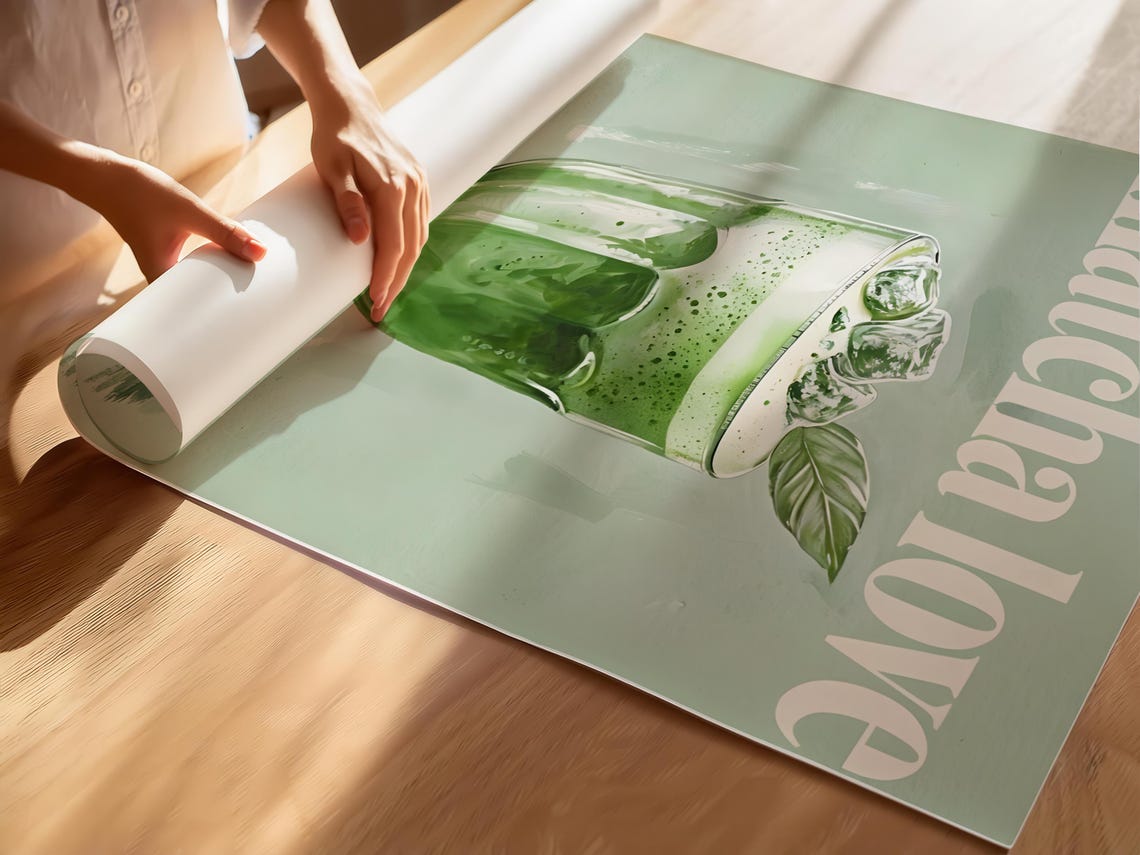 Matcha Love Iced Green Tea Latte Tall Glass Kitchen Art Poster - Image 3