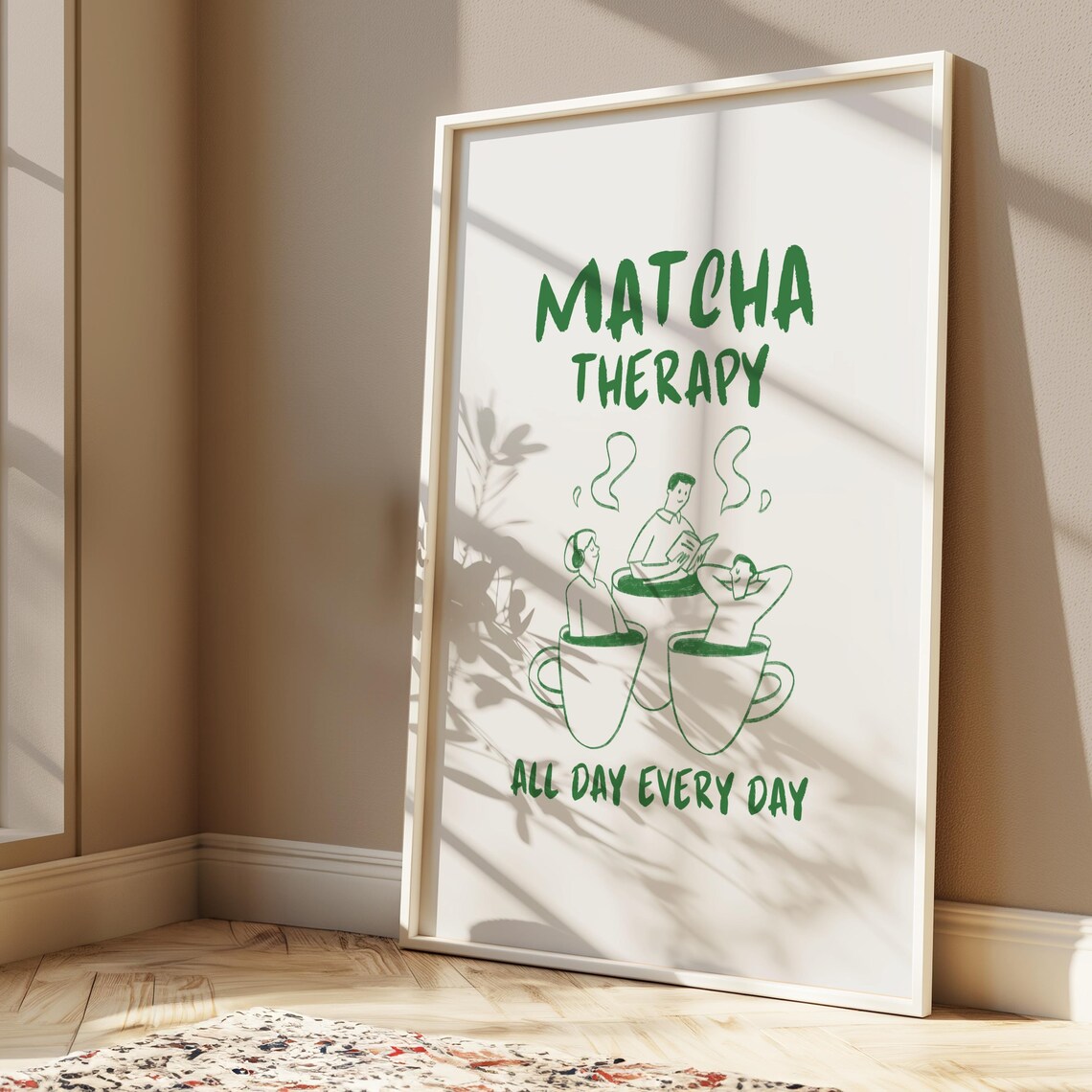 Matcha Therapy All Day Every Day Green Quote Kitchen Art Poster - Image 5