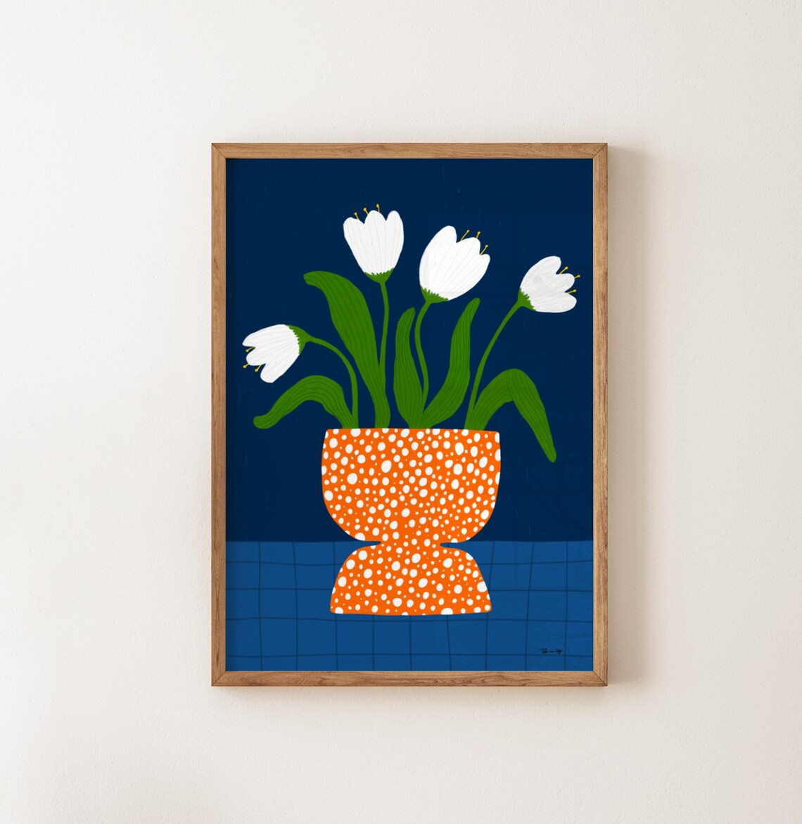 Weie Blumen In Vase, Kitchen Wall Art Print