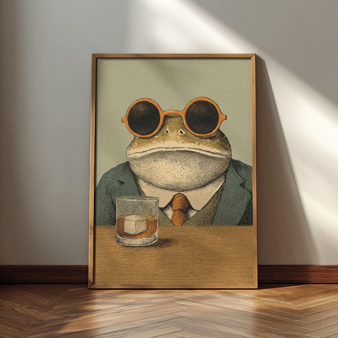 Gentleman Frog With Whiskey Poster Print