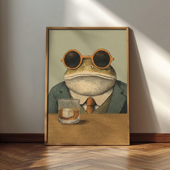 Gentleman Frog With Whiskey Poster Print