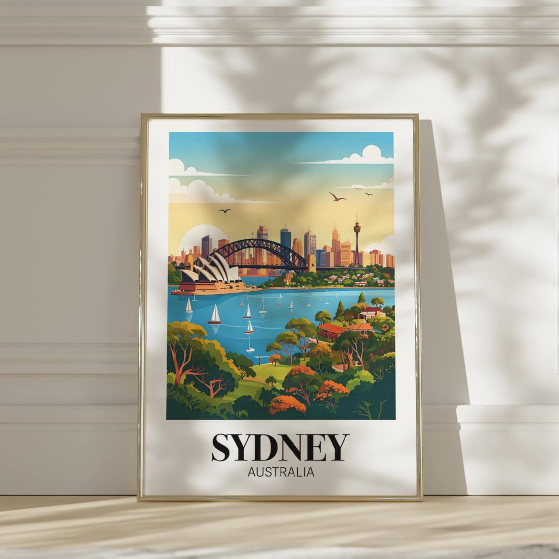 Sydney Australia Harbour Bridge Opera House Sailboats Travel Poster