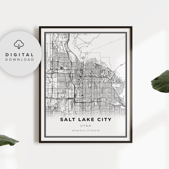 Salt Lake City Map Print Utah Ut Usa Art Poster Street Road Maps Going Away Gift Np276