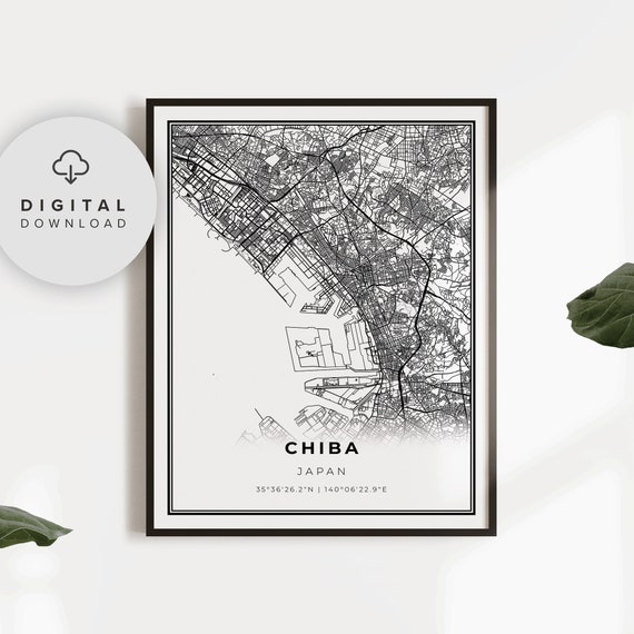 Chiba Map Print Japan Art Poster City Street Road Dining Room Np805