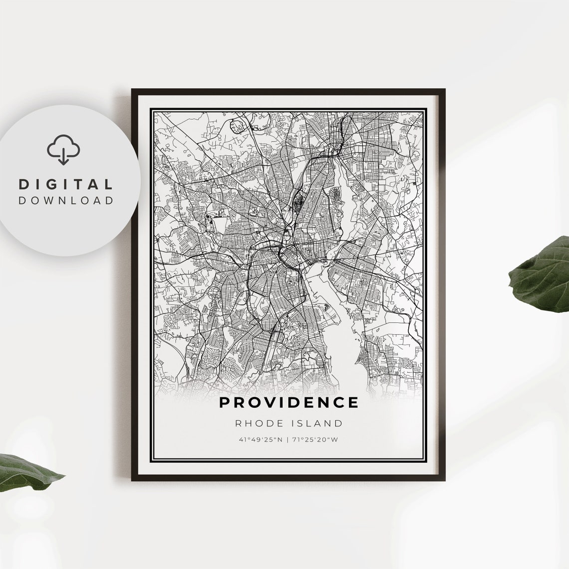 Providence Map Print Rhode Island Ri Usa Art Poster City Street Road Np279