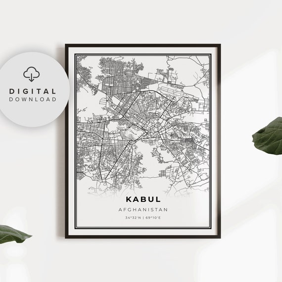 Kabul Map Print Afghanistan Art Poster Islam City Street Road Maps Wall Np716