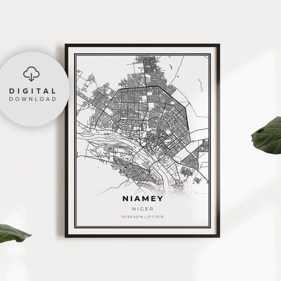 Niamey Map Print Niger Art Poster River City Street Road Livingroom Np845