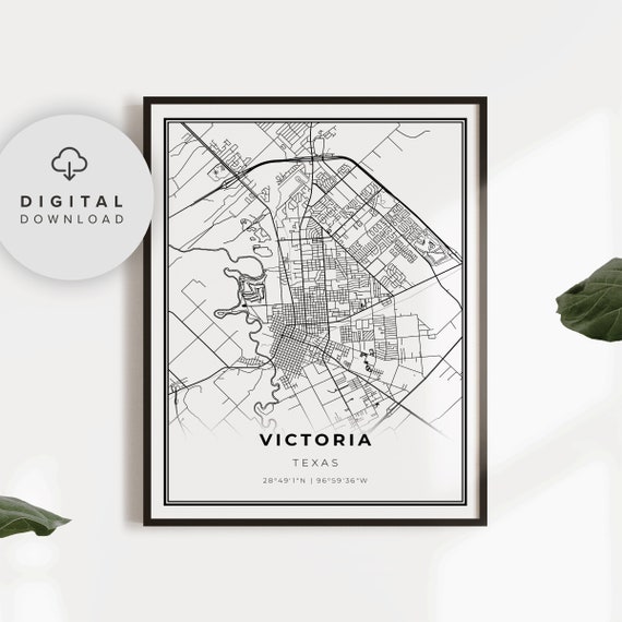Victoria Map Print Texas Usa Art Poster Tx United States City Street Road Np197