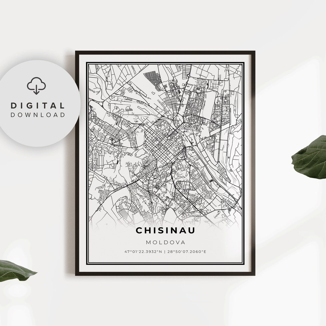 Chisinau Moldova City Street Map Minimalist Poster With Coordinates