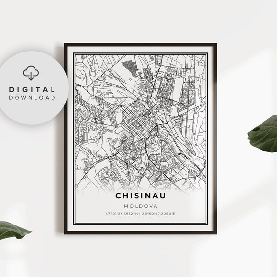 Chisinau Map Print Moldova Art Poster City Street Road Travel Gift For Journalist Np633