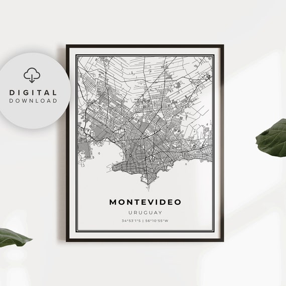 Montevideo Map Print Uruguay Art Poster City Street Road Gift For Papa Np901