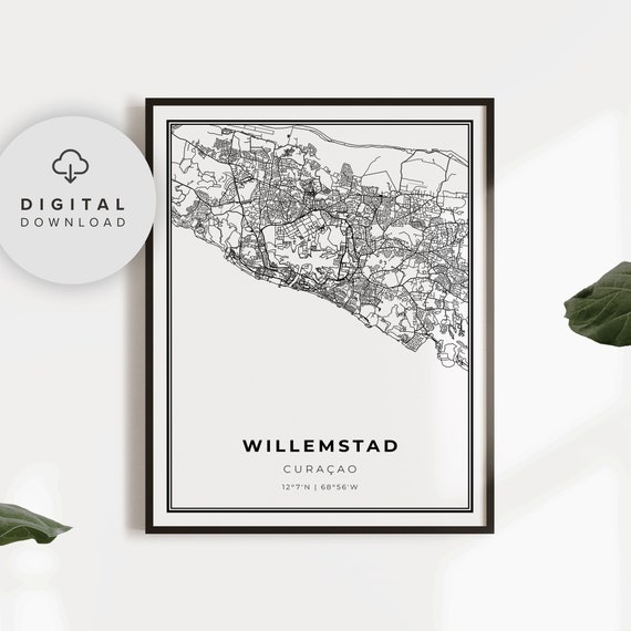 Willemstad Map Print Curaao Art Poster Curacao Netherlands City Street Road Np486