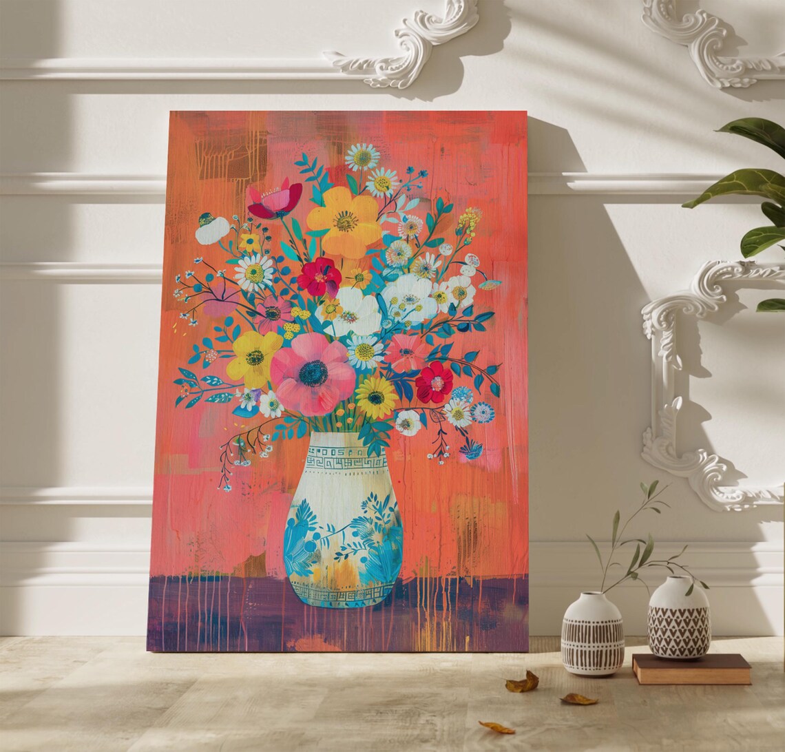 Colorful Floral Bouquet, Vibrant Botanical Art Print