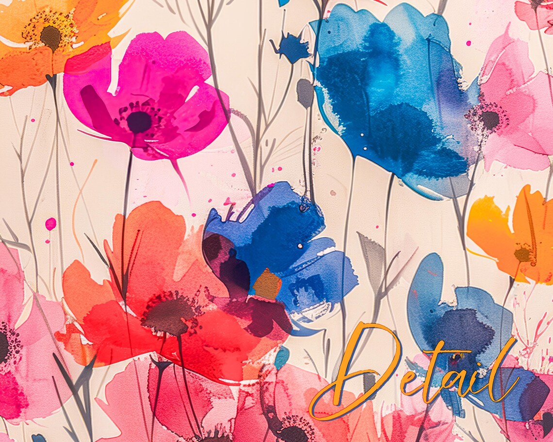 Vibrant Wildflower Bouquet Watercolor Pink Orange Blue Floral Poster - Image 5