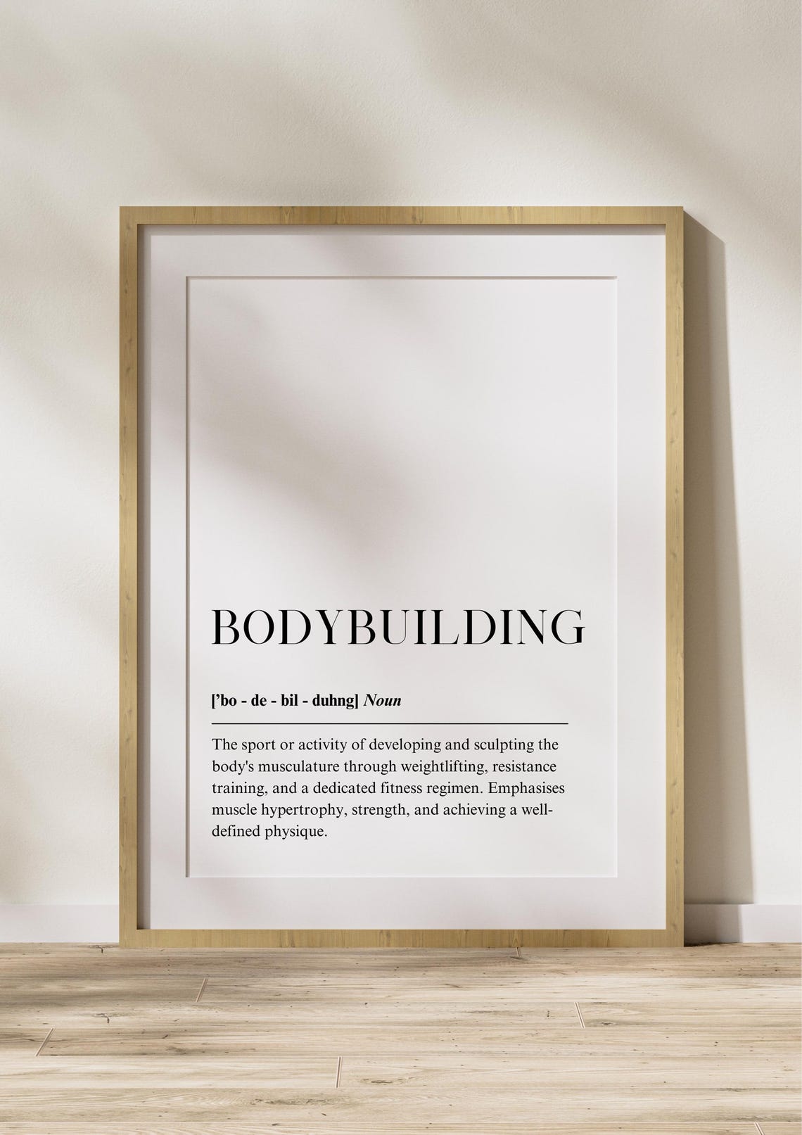 Bodybuilding Dictionary Definition Gym Motivation Quote Art Poster