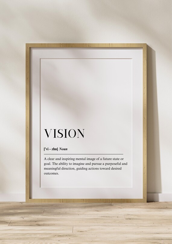 Vision Definition Poster Motivational Quote Wall Art Inspirational Dictionary Print For Office Or Study