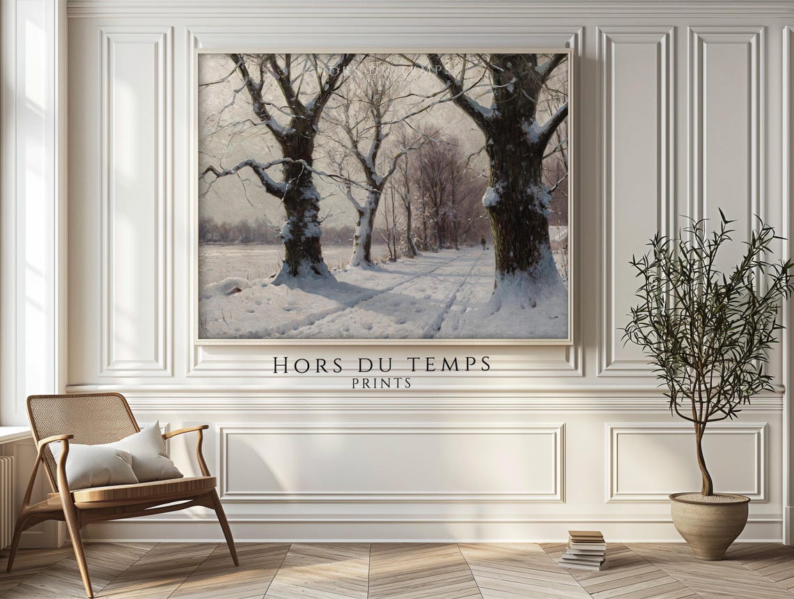 Snow Laden Trees Framing Winter Lane Vintage Landscape Poster - Image 2