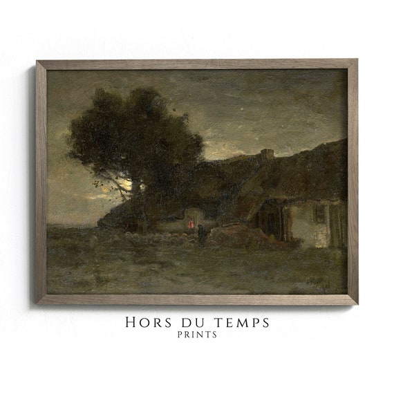 Vintage Moody Farmyard Art Rustic Pastoral Countryside Landscape Oil Painting Hors Du Temps Prints