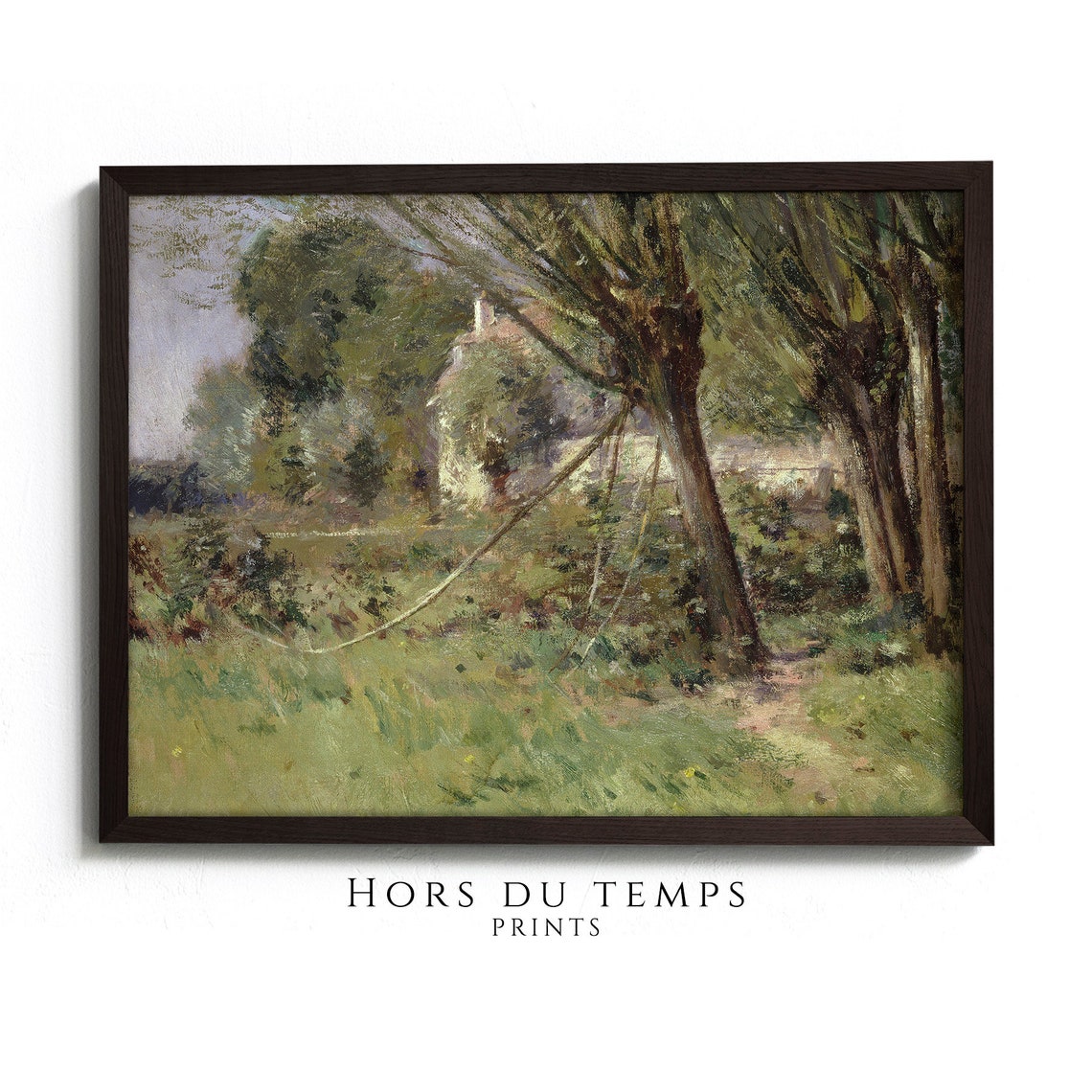 Leaning Willow Grove House Glimpse Vintage Green Landscape Poster - Image 2