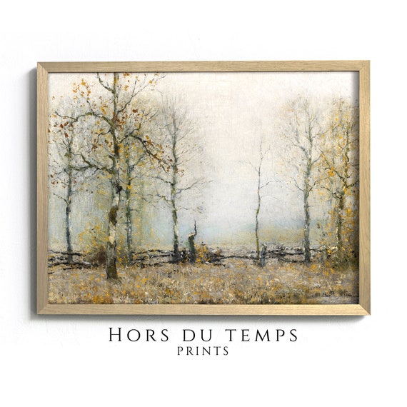 Birch Tree Forest Landscape Painting Warm Tone Fall Art Hors Du Temps Prints Hors Du Temps Prints