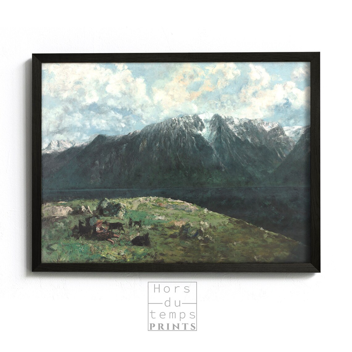 Little Shepherd Goats Snowy Peaks Vintage Mountain Pasture Poster - Image 2