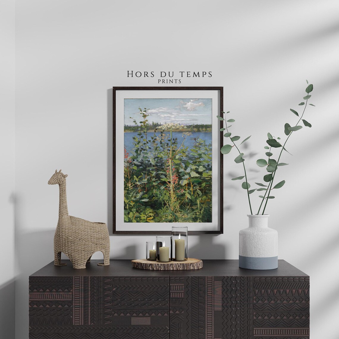 Lakeside Wildflower Meadow Blue Water Vintage Botanical Poster - Image 2