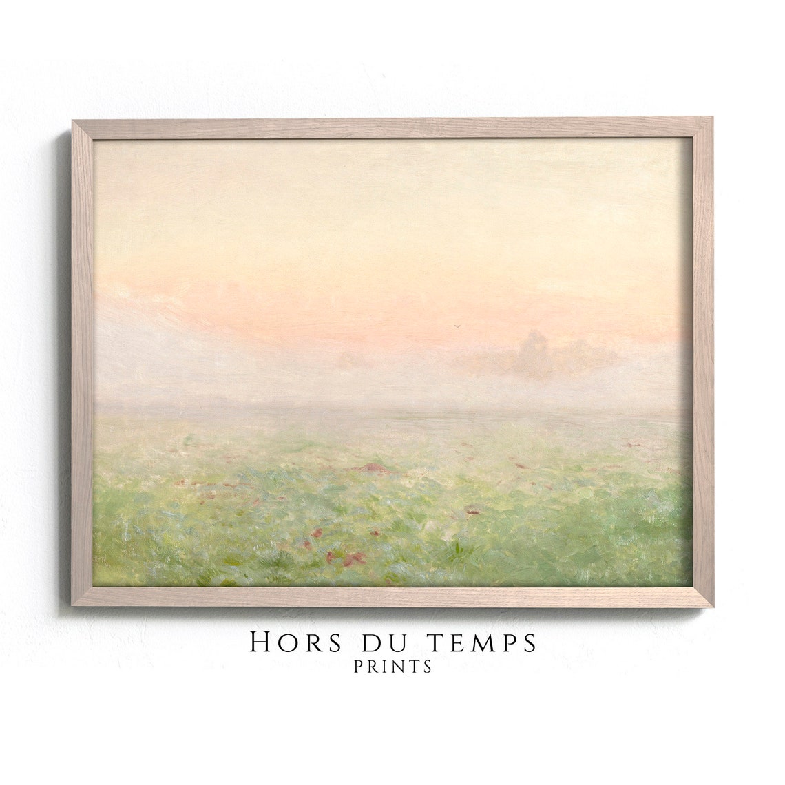 Misty Sunrise Meadow Soft Pastel Tones Vintage Landscape Poster