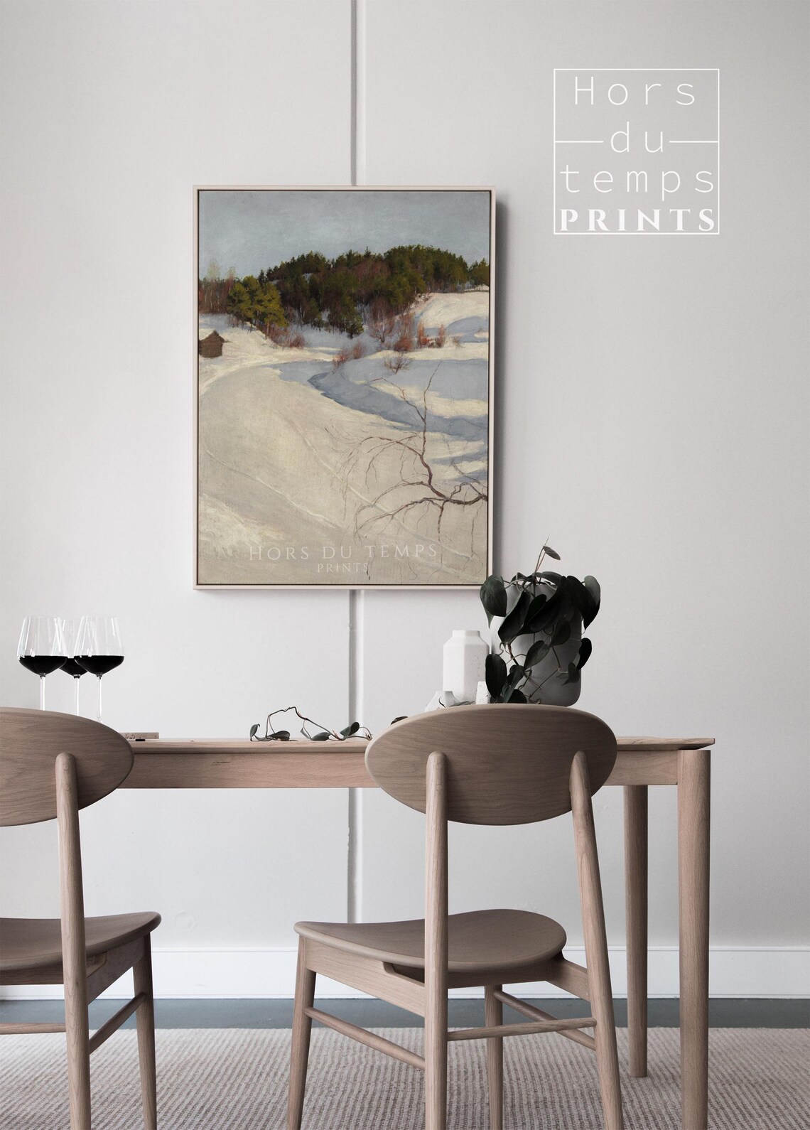 Snowy Village Road Pine Forest Hill Cozy Winter Scene Oil Painting Poster - Image 2