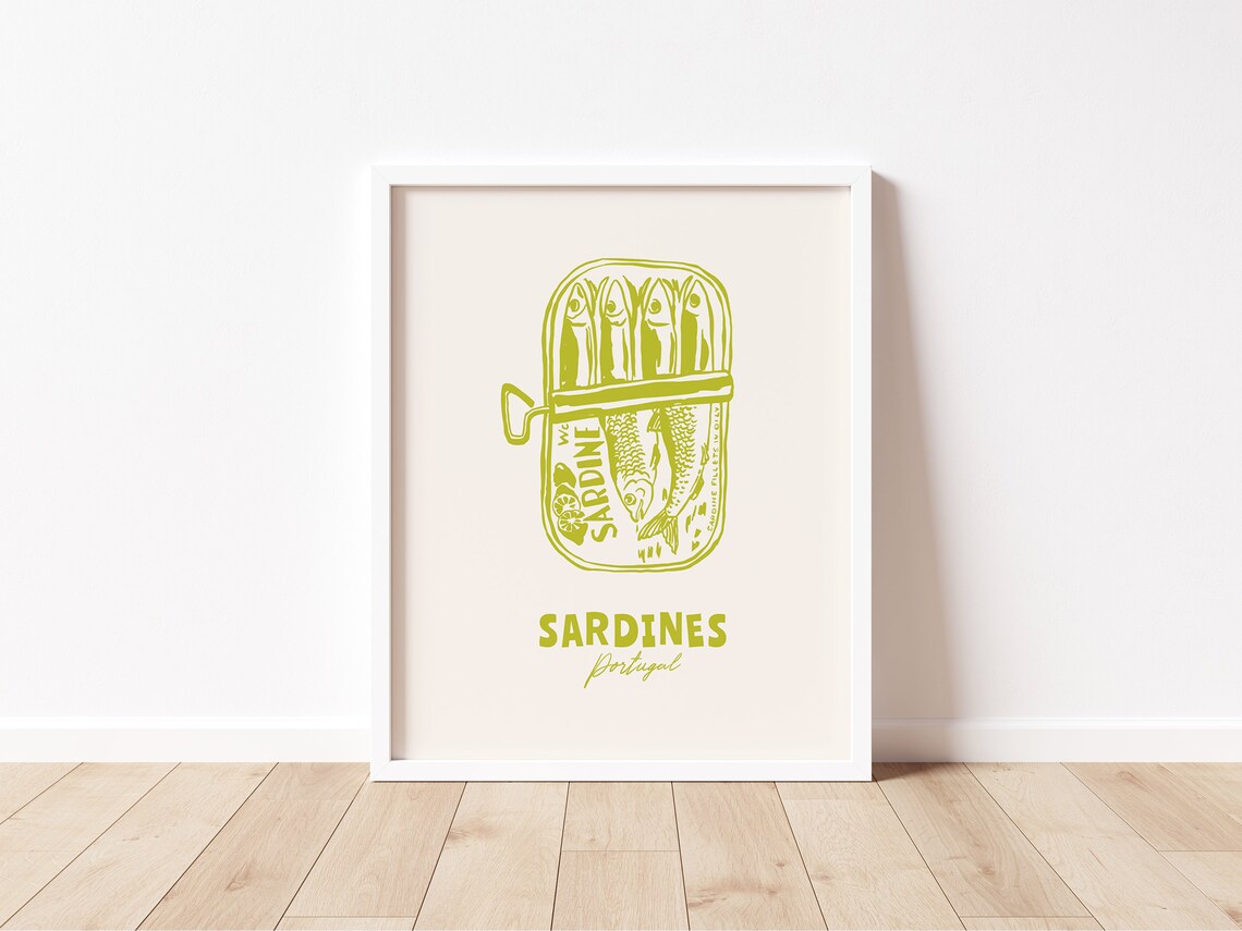 Sardines Portugal Green Vintage Sardine Tin Illustration Print - Image 2