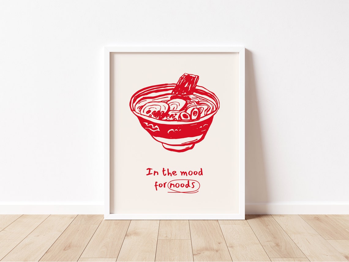 In The Mood For Noods Red Ramen Noodle Bowl Kitchen Wall Art - Image 2