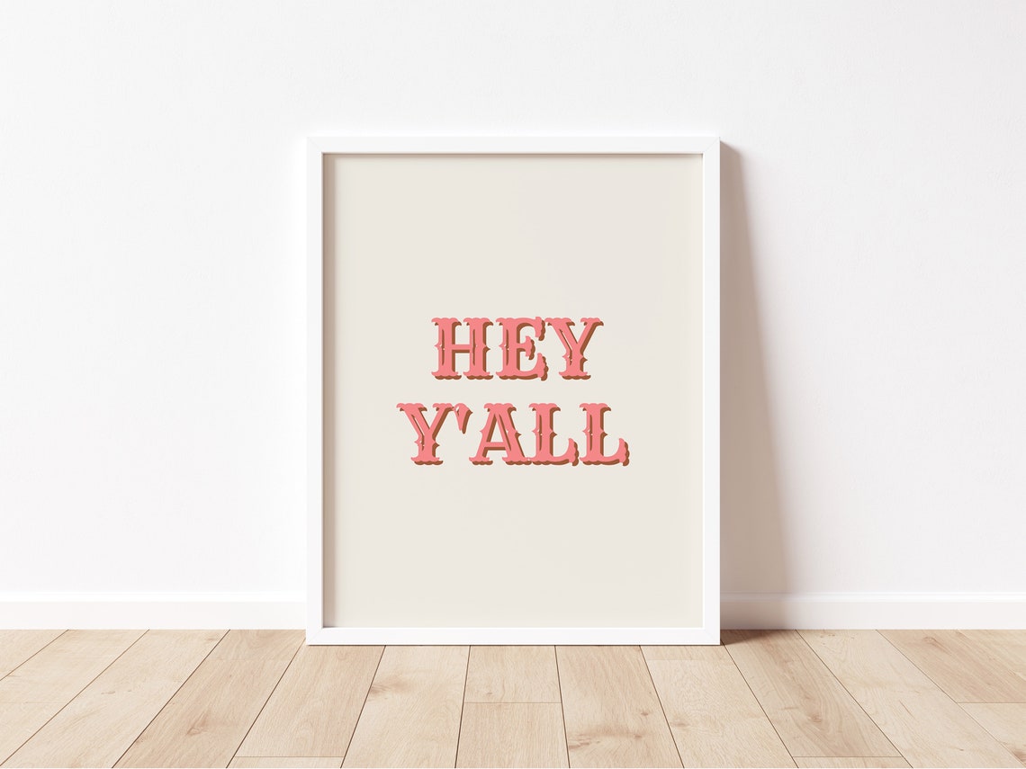 Hey Yall Pink Western Slab Typography Southern Kitchen Wall Print - Image 2