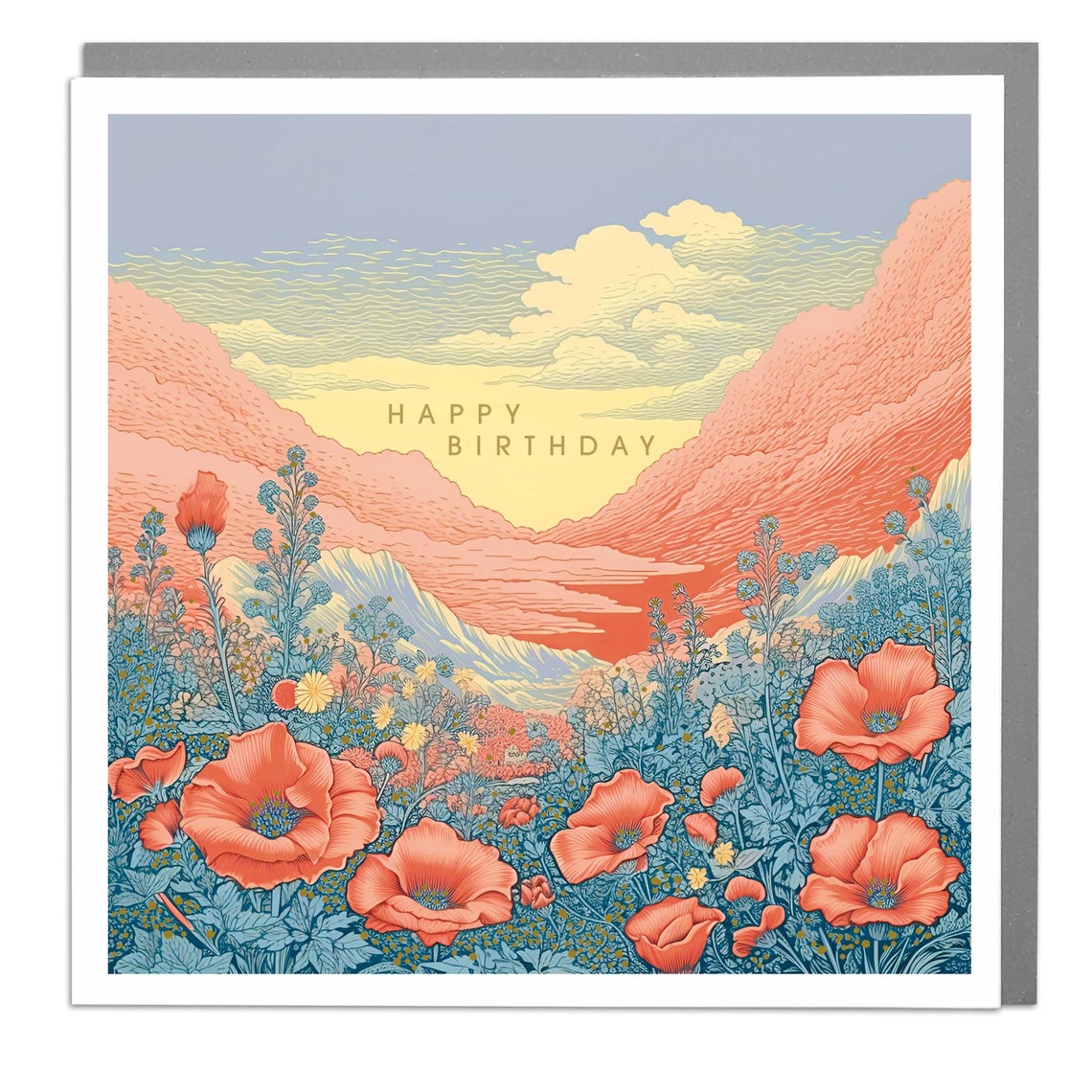 Poppy Fields Happy Birthday Card