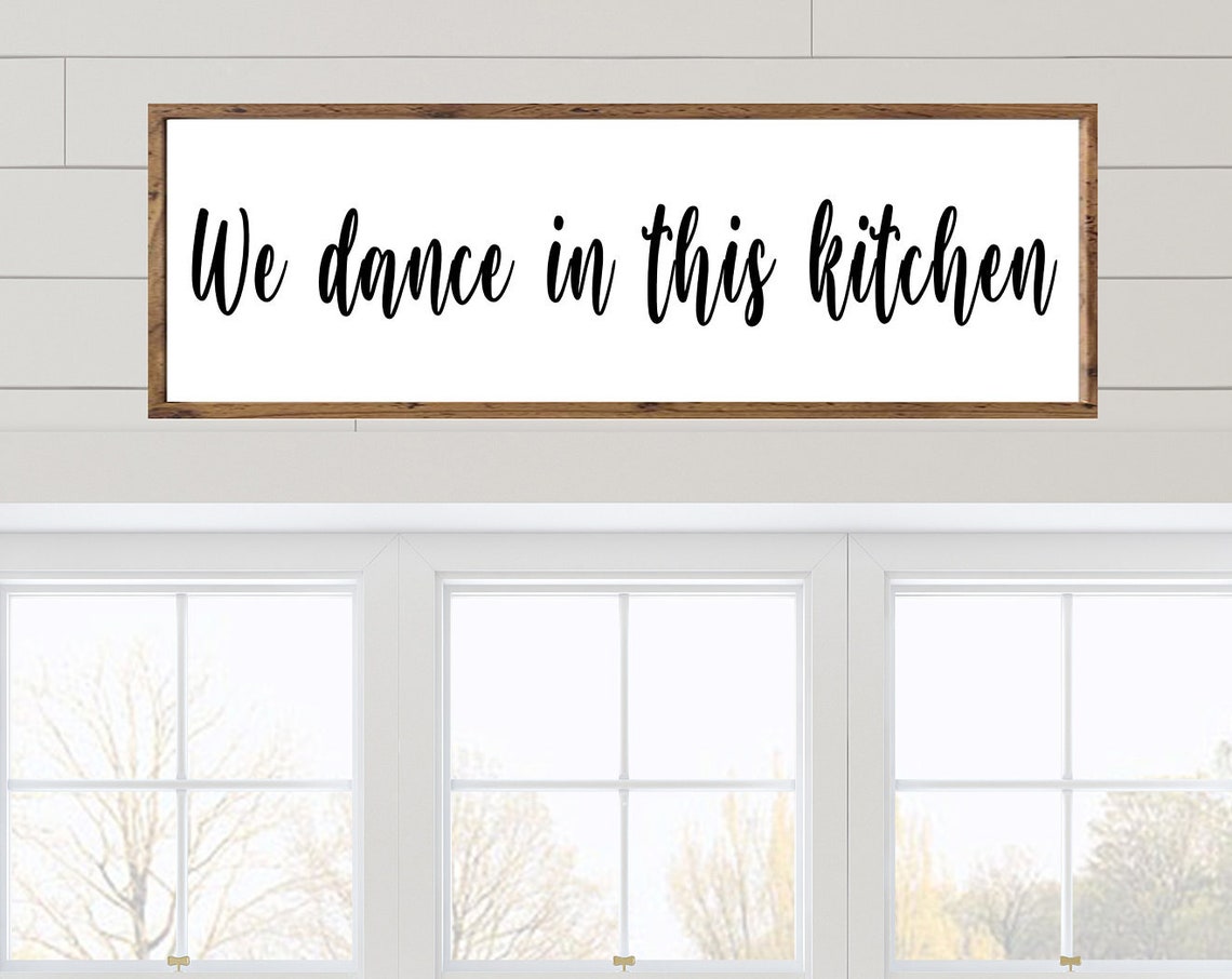 We Dance In This Kitchen Hand Lettered Rustic Kitchen Sign Poster