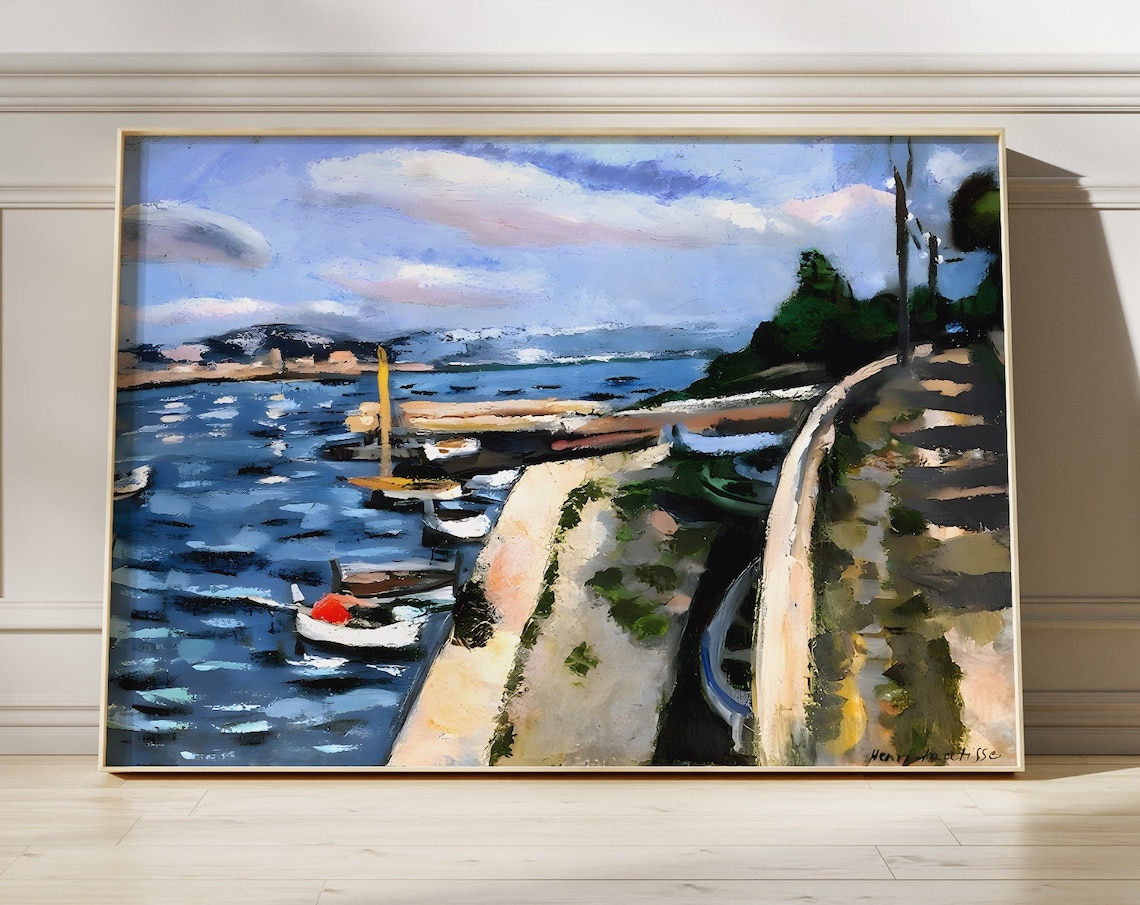 Henri Matisse View of Antibes Harbor Boats Blue Sea Painting Poster