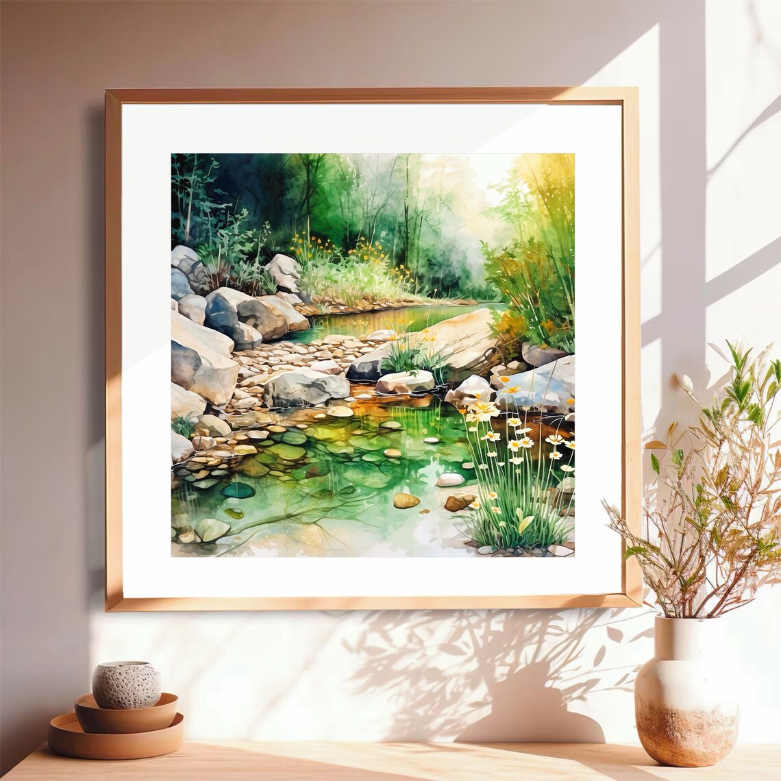 Forest Pond Landscape Watercolor Art Print - Image 4